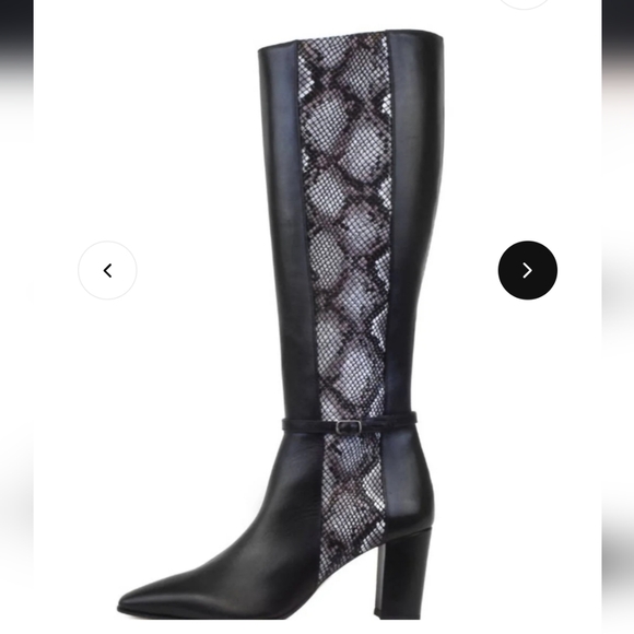 Istria Pointed Toe Knee High Boot- Medium Width In Black Phyton